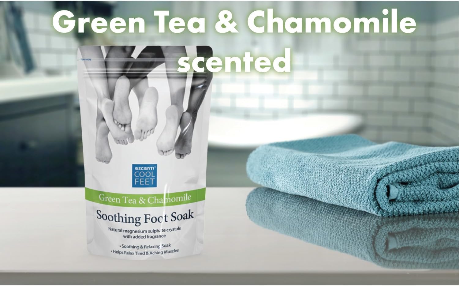 Escenti Cool Feet Soothing Green Tea & Chamomile Essential Foot Soak